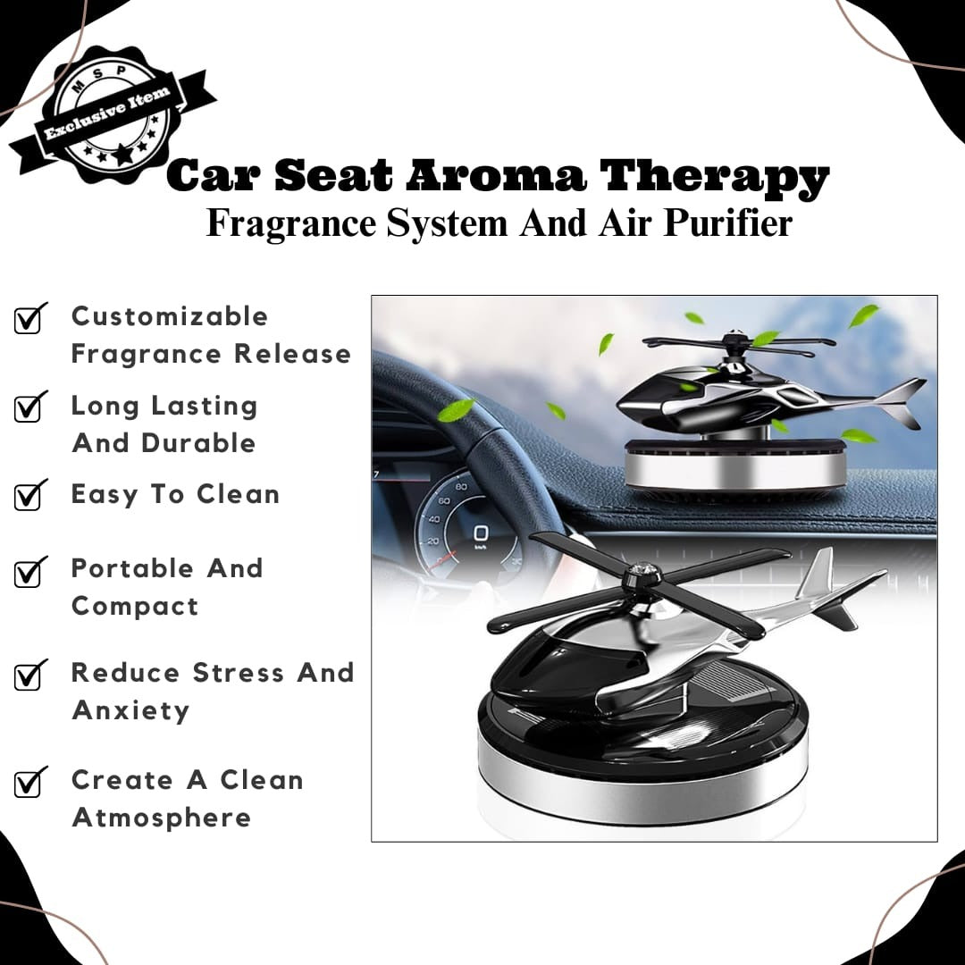 Car Aroma Diffuser Air Freshener Solar Rechargeable Helicopter With Fragrance Bottle